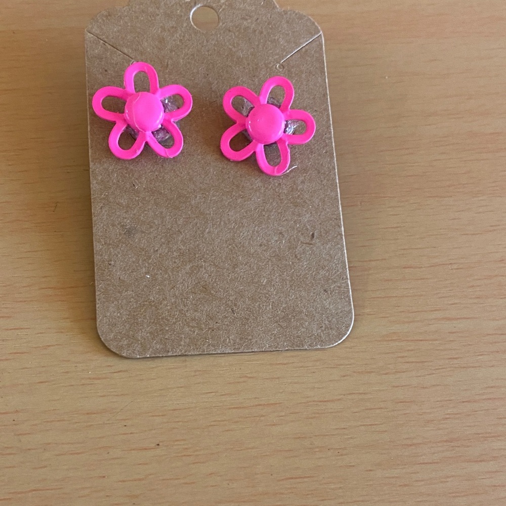 Pink Flower  Earrings